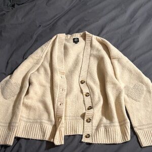 Bobeau Ivory Button-Up Cardigan